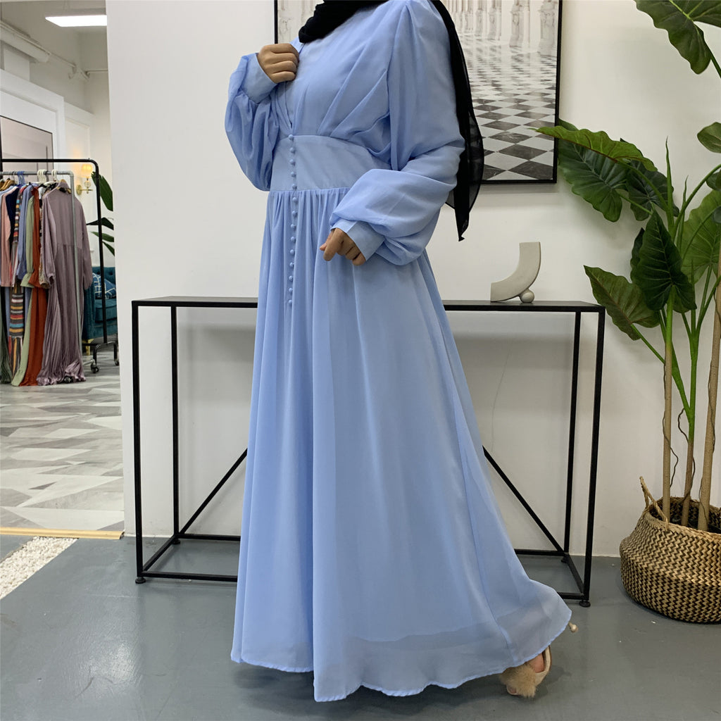 Robe Musulmane Élégante pour Femme en Double Mousseline Haute Densité