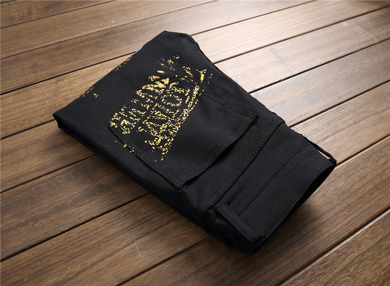 Slim Graffiti Print Plus Size Jeans for Men