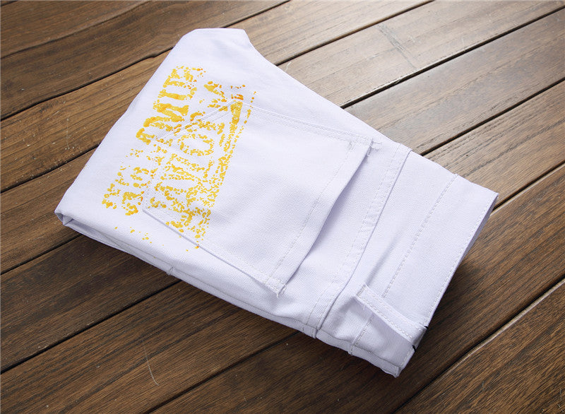 Slim Graffiti Print Plus Size Jeans for Men