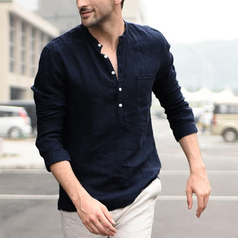 Plaid Collar Turn-Down Men’s Short Sleeve Shirt