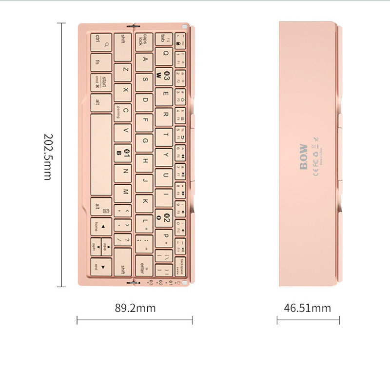 Mini Folding Bluetooth Keyboard Wireless for Phone & Tablet with Aluminum Alloy Housing and Hidden Stand