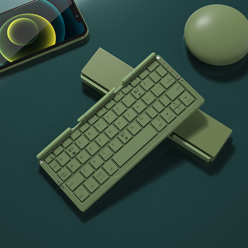 Mini Folding Bluetooth Keyboard Wireless for Phone & Tablet with Aluminum Alloy Housing and Hidden Stand