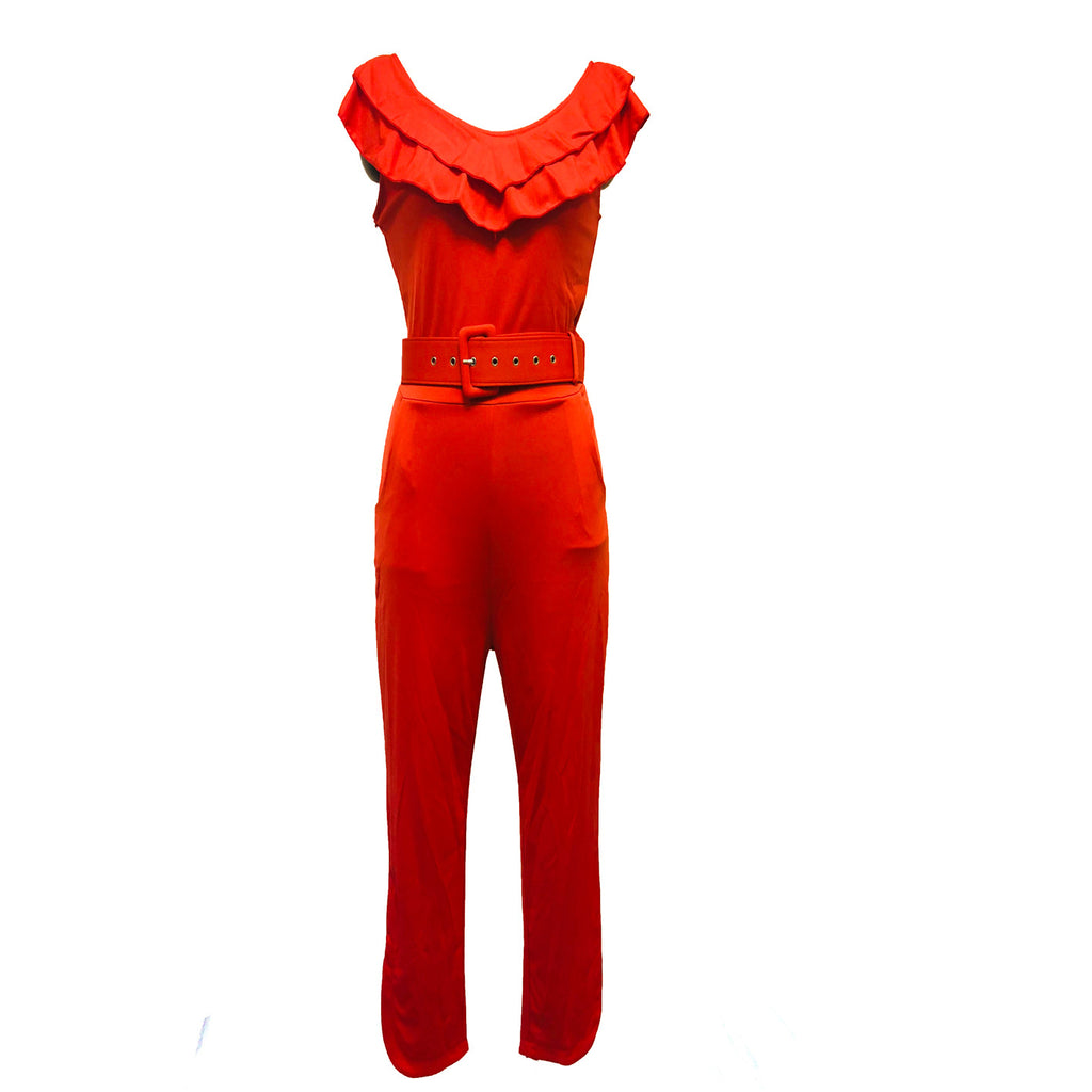 Combinaison moulante taille haute pour femme avec ceinture et jupe à volants superposés, pantalon court
