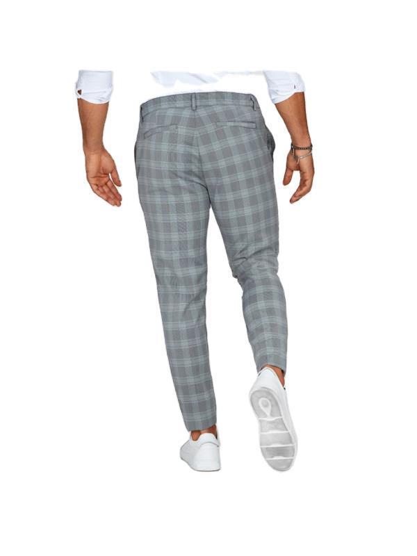 Men's Loose Thin Casual Plaid Trousers Mid-Waist Small Feet Pants