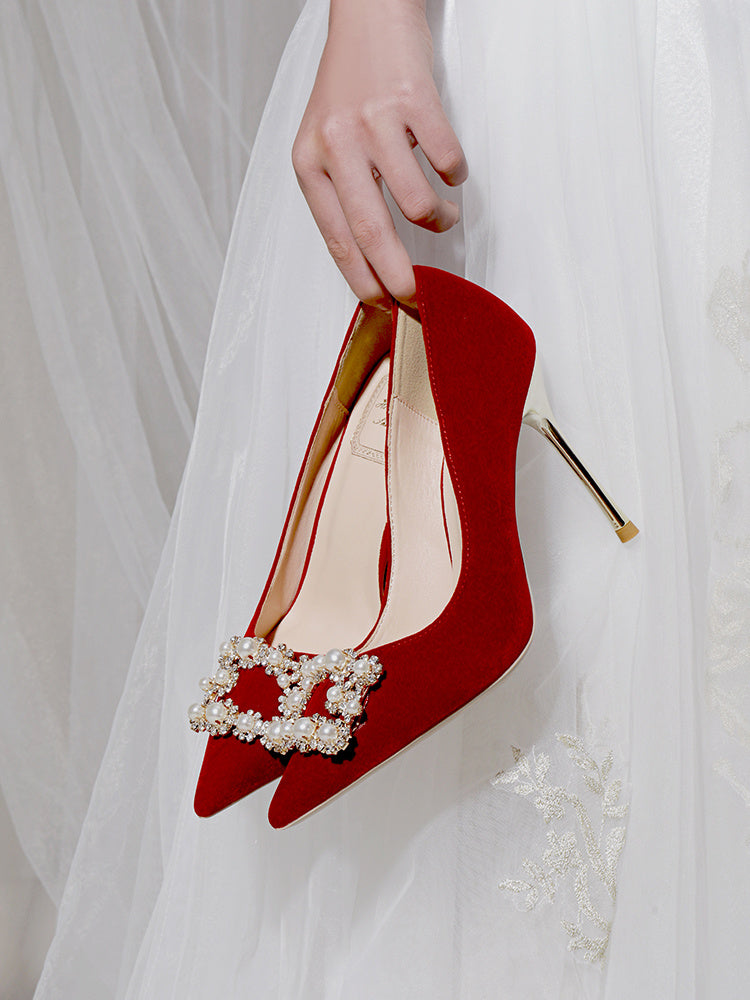Pearl Rhinestone Stiletto Wedding Single Shoes