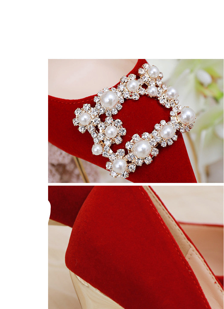 Pearl Rhinestone Stiletto Wedding Single Shoes