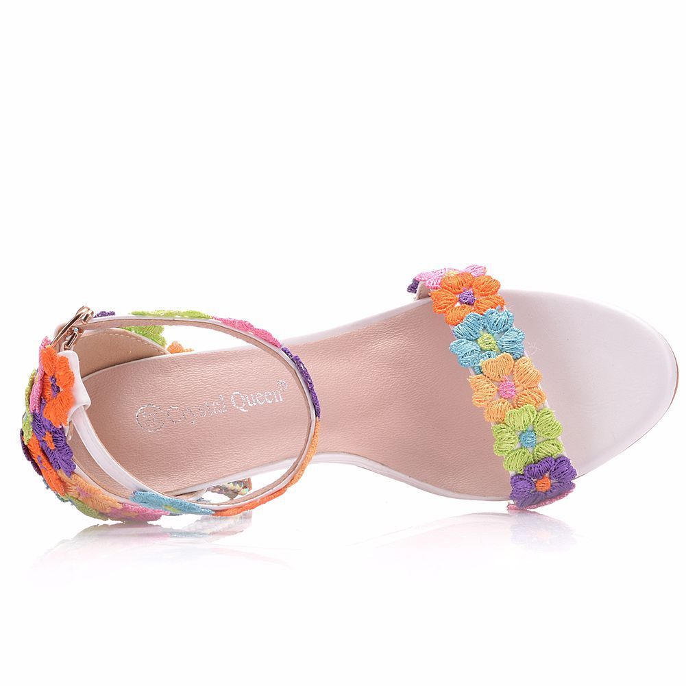 Colorful High Heeled Sandals, Buckle-Up Shoes, Stiletto, Fish-Mouth Roman Sandals