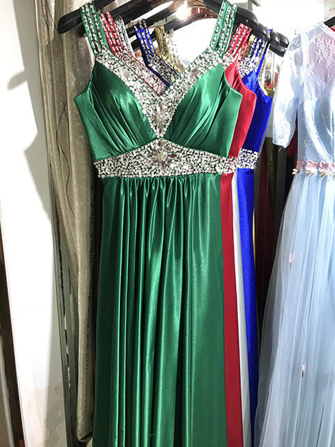 Women Sleeveless A-Line Elegant Long Evening Wedding Party Dress