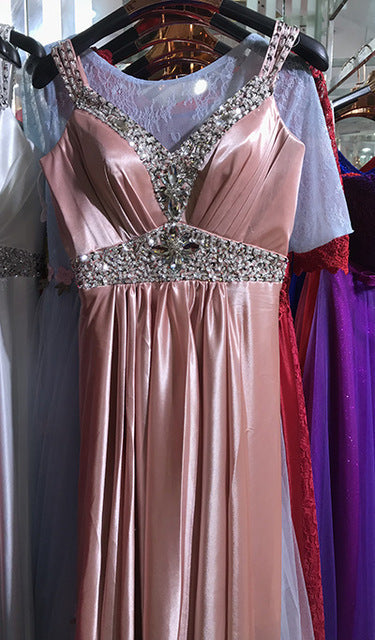 Women Sleeveless A-Line Elegant Long Evening Wedding Party Dress