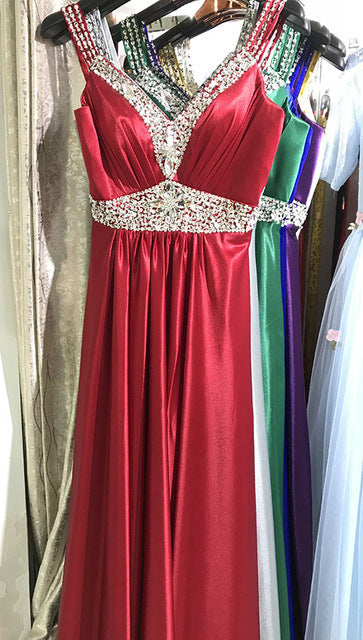 Women Sleeveless A-Line Elegant Long Evening Wedding Party Dress