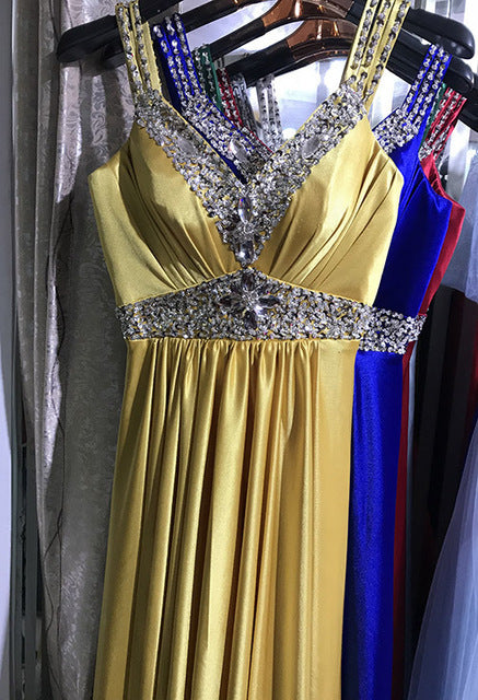 Women Sleeveless A-Line Elegant Long Evening Wedding Party Dress