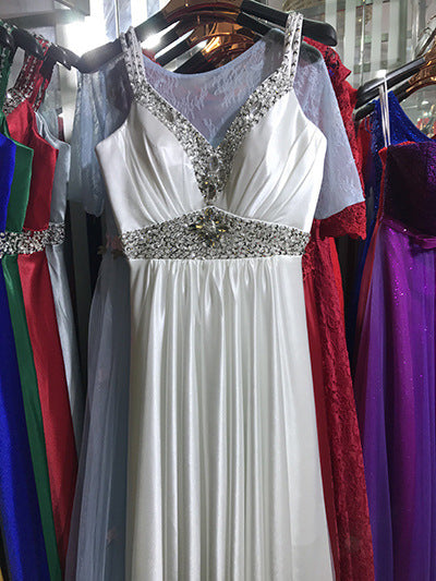 Women Sleeveless A-Line Elegant Long Evening Wedding Party Dress