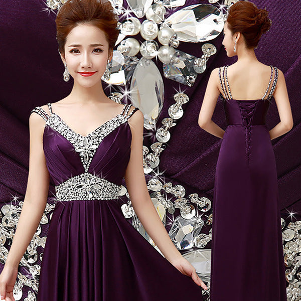 Women Sleeveless A-Line Elegant Long Evening Wedding Party Dress