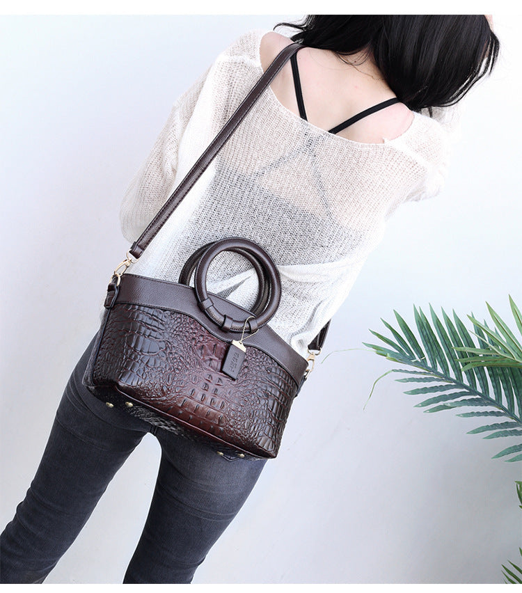 Grand sac à main en PU pour femme, motif pierre, style européen et américain, sac à bandoulière