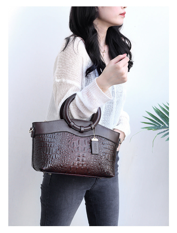 Grand sac à main en PU pour femme, motif pierre, style européen et américain, sac à bandoulière