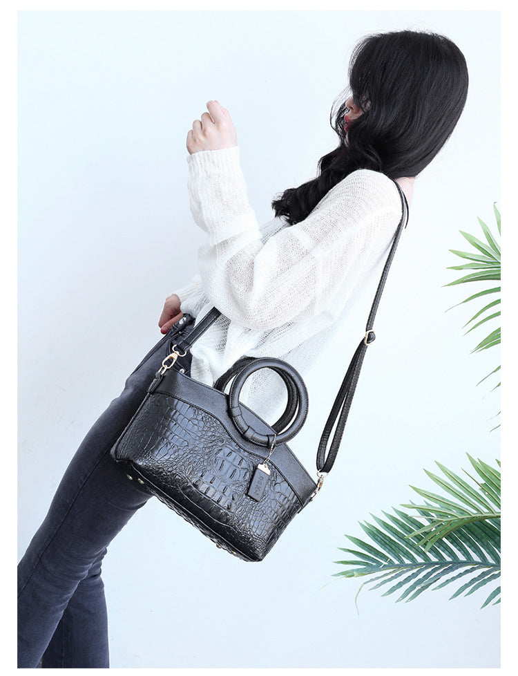 Grand sac à main en PU pour femme, motif pierre, style européen et américain, sac à bandoulière