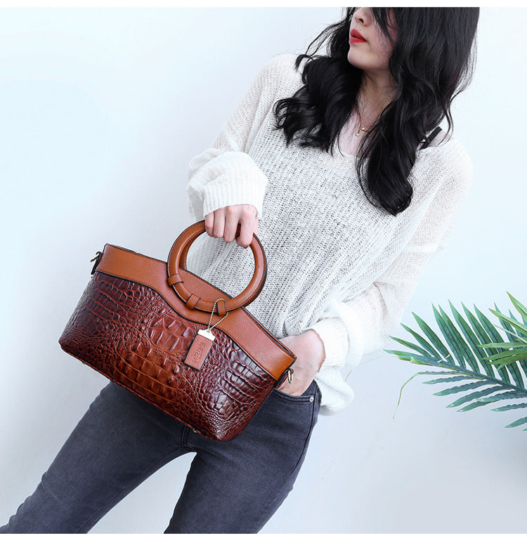 Grand sac à main en PU pour femme, motif pierre, style européen et américain, sac à bandoulière