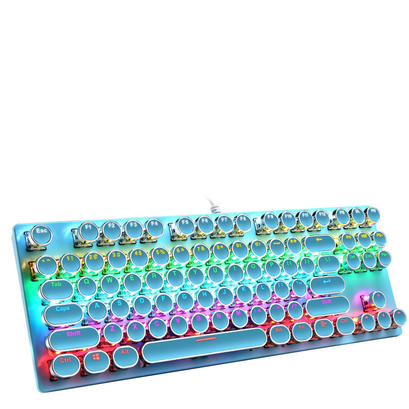 Wired 87-Key Mechanical Blue Axis Electroplating Luminous Gaming Keyboard