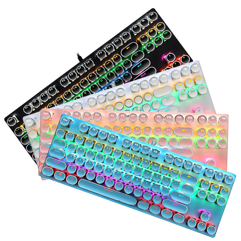 Wired 87-Key Mechanical Blue Axis Electroplating Luminous Gaming Keyboard