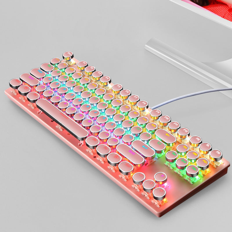 Wired 87-Key Mechanical Blue Axis Electroplating Luminous Gaming Keyboard
