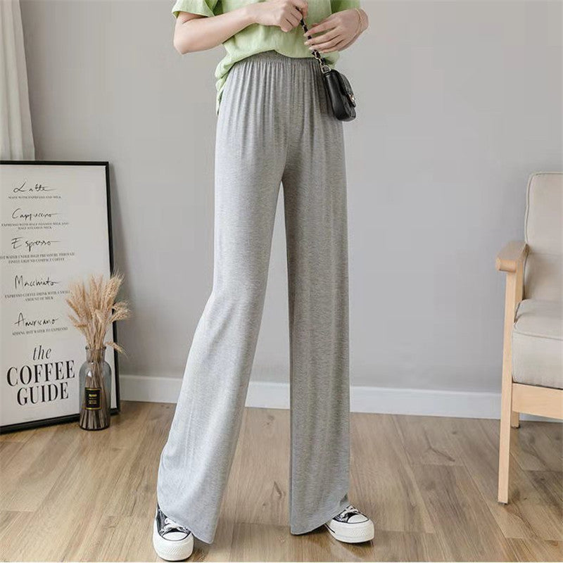 High-Waisted Thin Knit Wide-Leg Pants