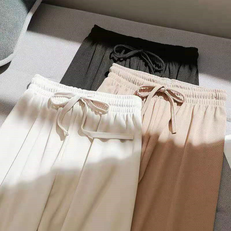 High-Waisted Thin Knit Wide-Leg Pants
