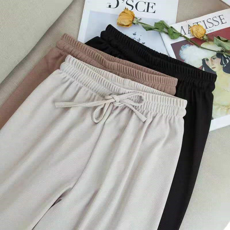 High-Waisted Thin Knit Wide-Leg Pants