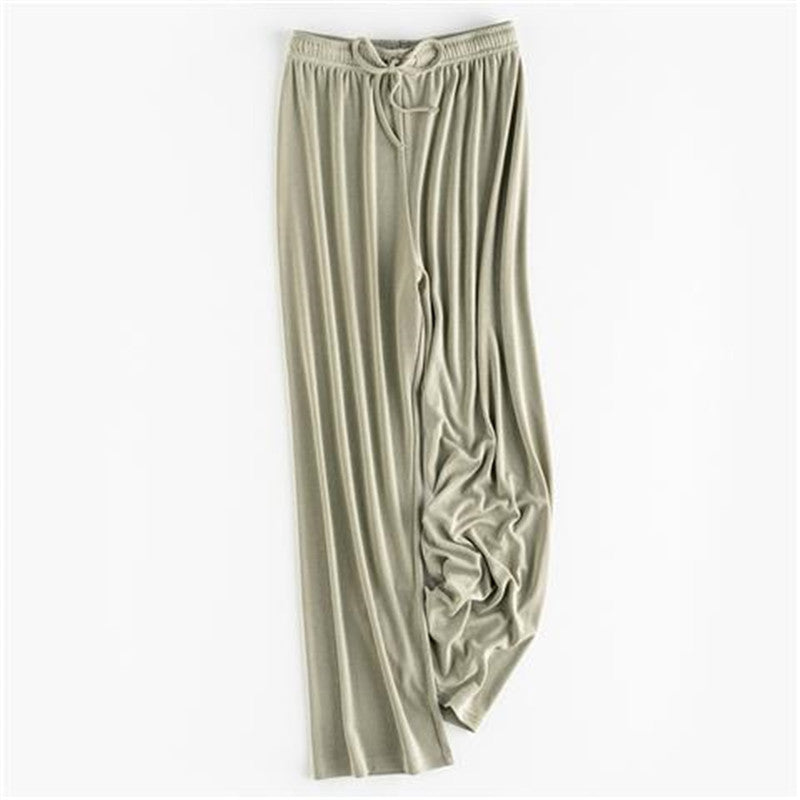 High-Waisted Thin Knit Wide-Leg Pants