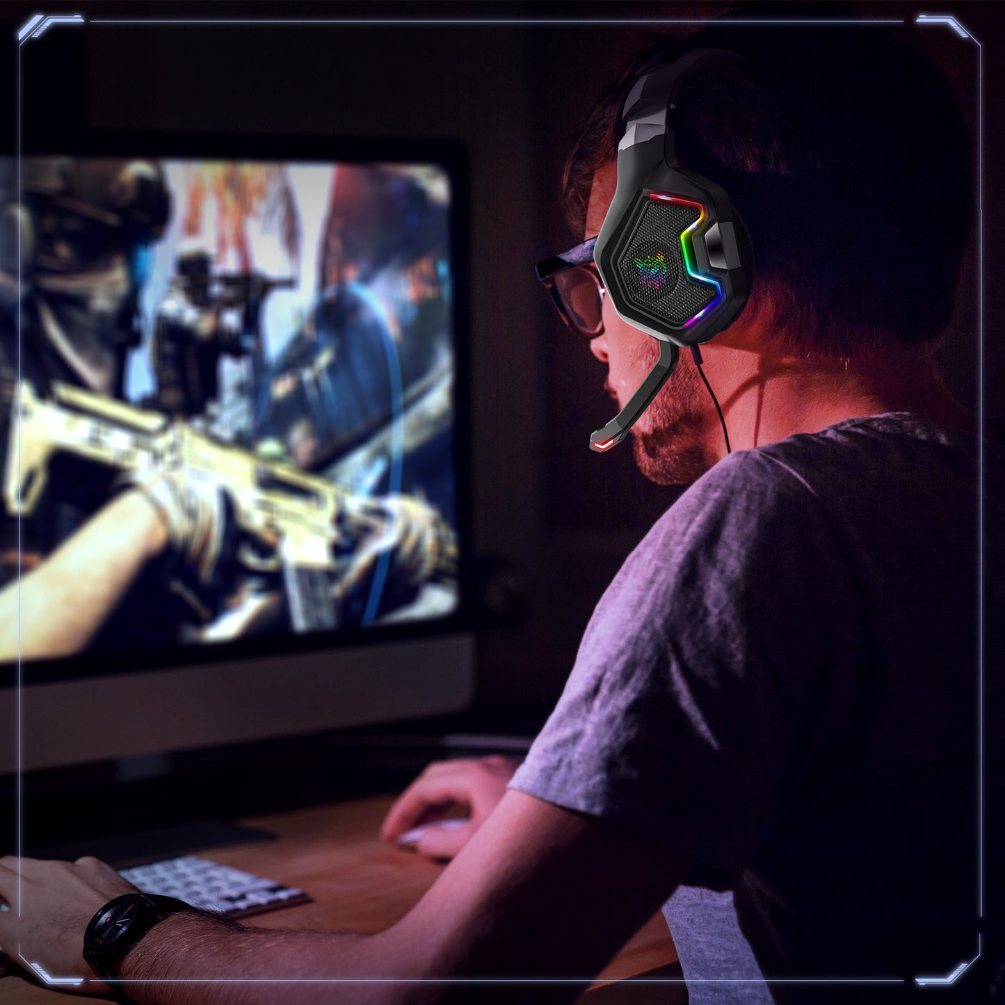 ONIKUMA K10 PRO Gaming Headset Stereo Gaming Headphones For PS4 PS5   One With Mic Led Light