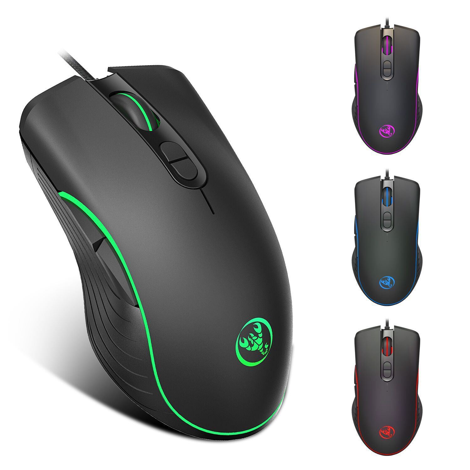 Glowing Wired Gaming Mouse with 7 Keys and 6400 DPI Optical Sensor