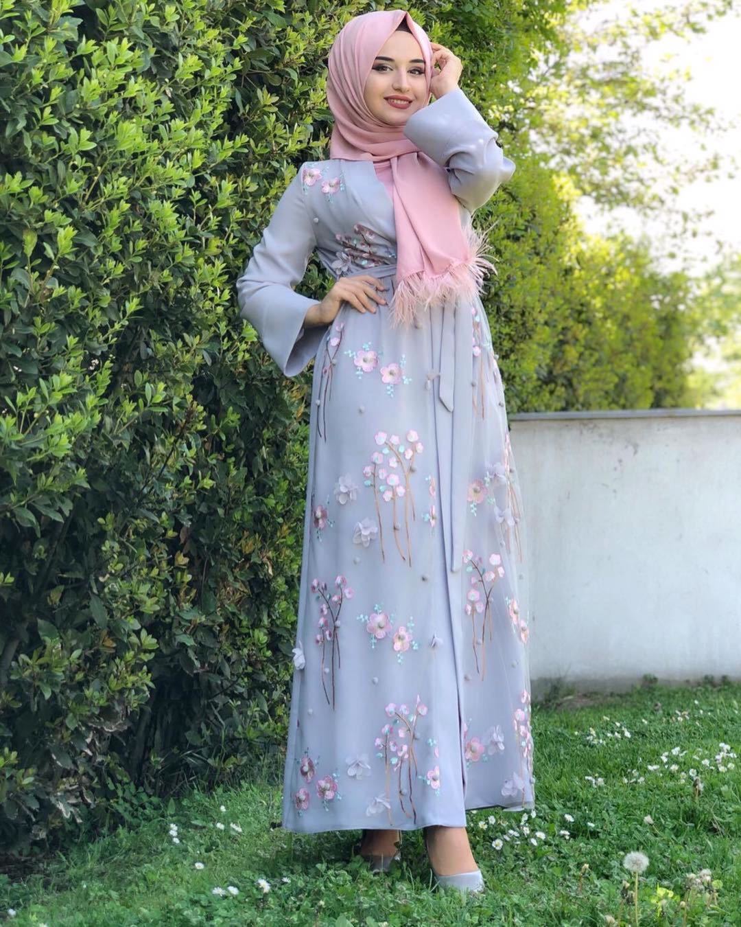 Muslim Women's Middle Eastern Arab Long Swing Dress Polyester