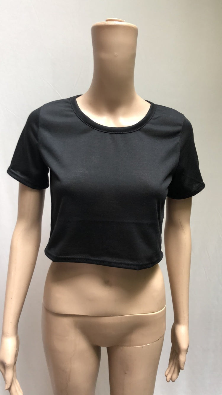 Summer European & American Women’s Short-Sleeve T-Shirt Cotton Blend
