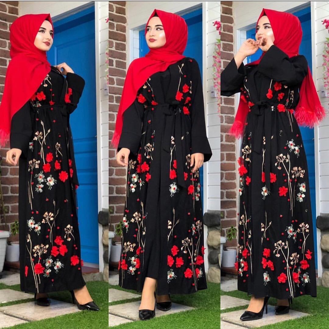 Muslim Women's Middle Eastern Arab Long Swing Dress Polyester