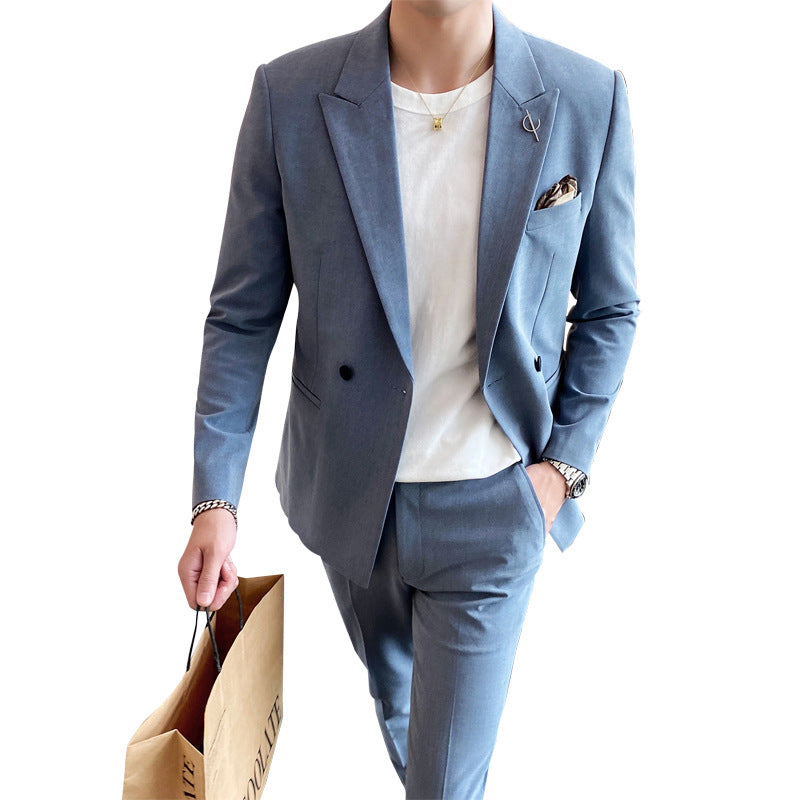 Slim-Fit Business Jacket Suit with Two-Buckle Closure