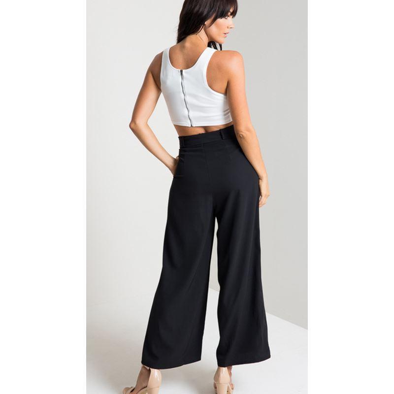 بنطال كولوت نسائي واسع الساق أسود وبني فاتح S-XL