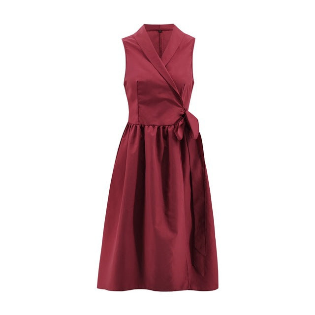 Dies Casual Sleeveless Belt Midi Dress for Women