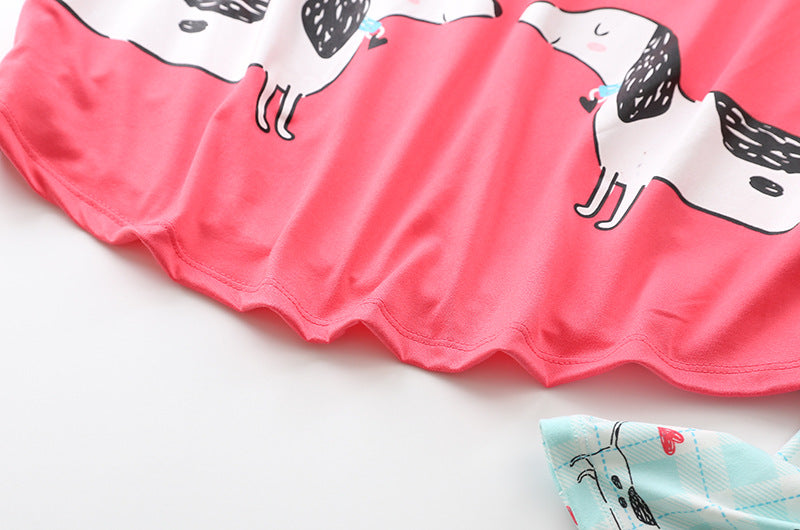 Dachshund Printed Short Sleeve Pajamas for Women