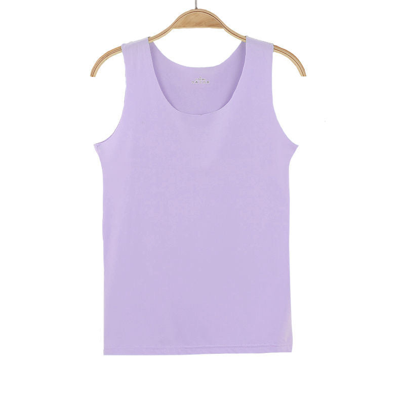 Soft Viscose Fiber Slim Sleeveless Casual Summer T-Shirt Top