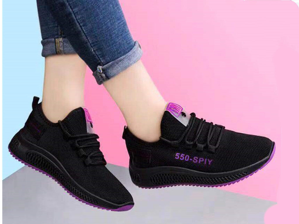 Baskets de marche sport en maille respirante pour femme à talon plat
