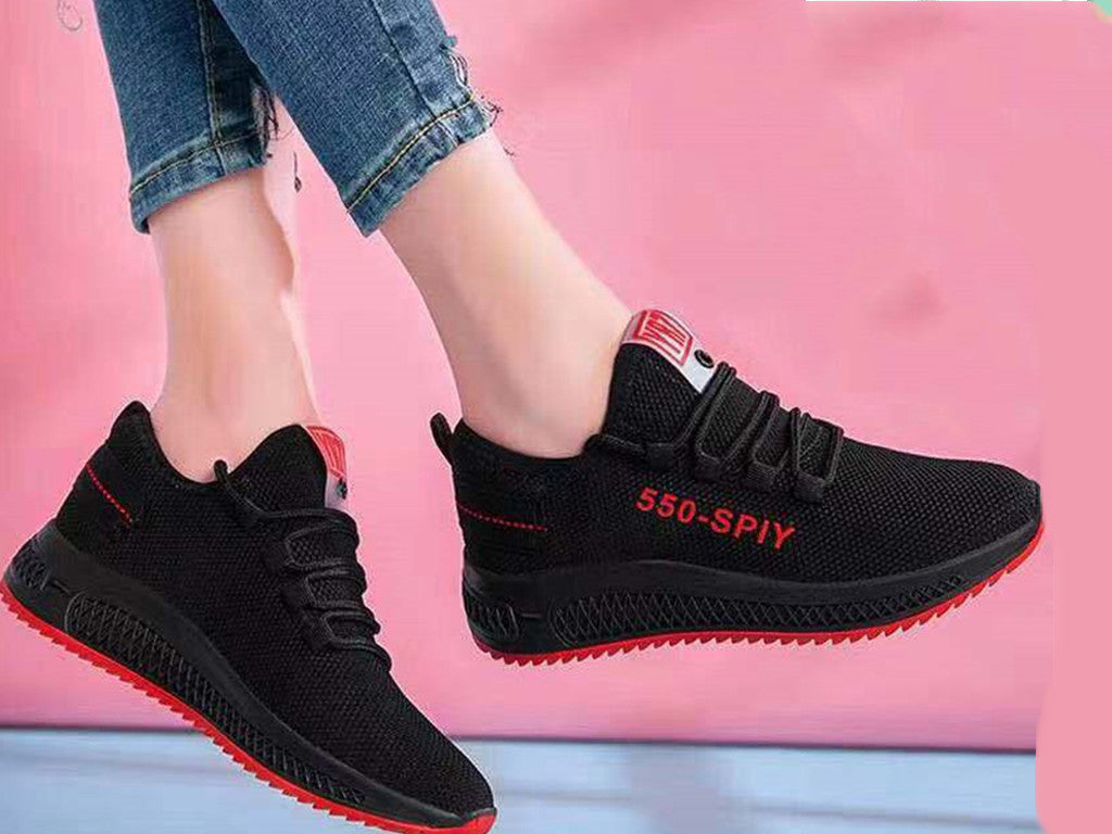 Baskets de marche sport en maille respirante pour femme à talon plat