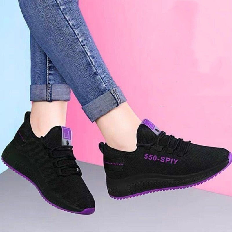 Baskets de marche sport en maille respirante pour femme à talon plat