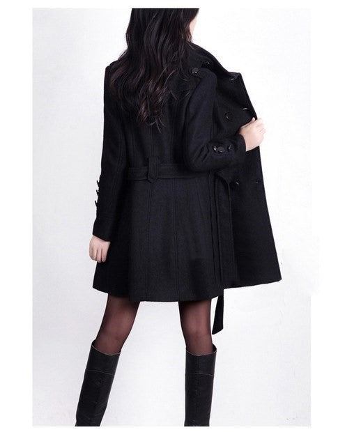 Women’s Slim Long Wool Coat Winter Sale Black Brown M-4XL