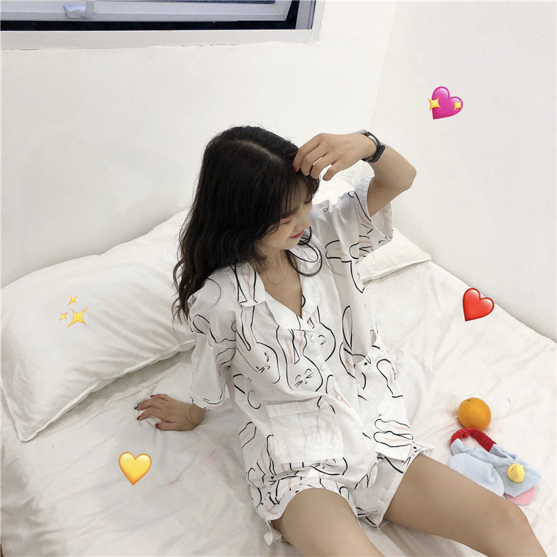 Chic Summer Short Sleeve Pajama Soft Fashion Sleepwear