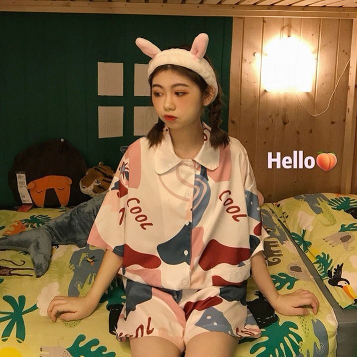 Pyjama d'été chic à manches courtes et doux pour femme