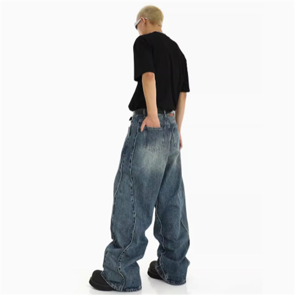 American High Street Heavyweight Medium-High Waist Irregular Denim Jeans