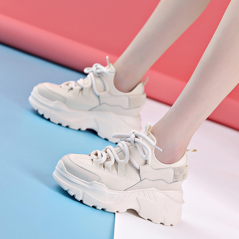 Increased Daddy White Shoes for Women High Heel