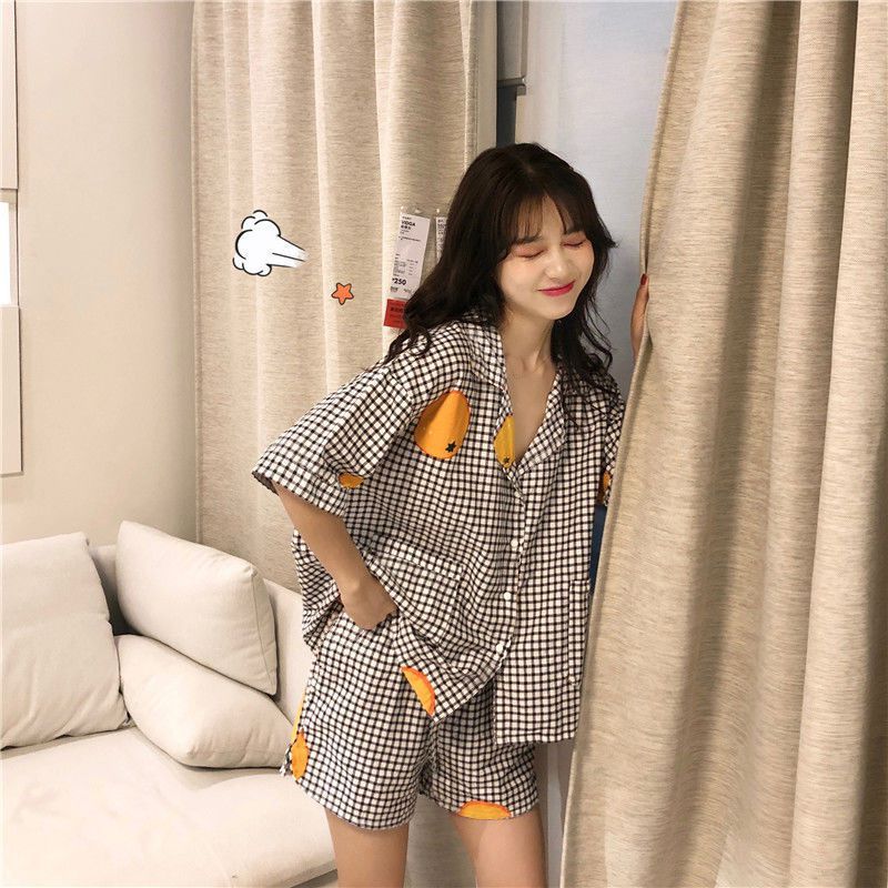 Pyjama d'été chic à manches courtes et doux pour femme