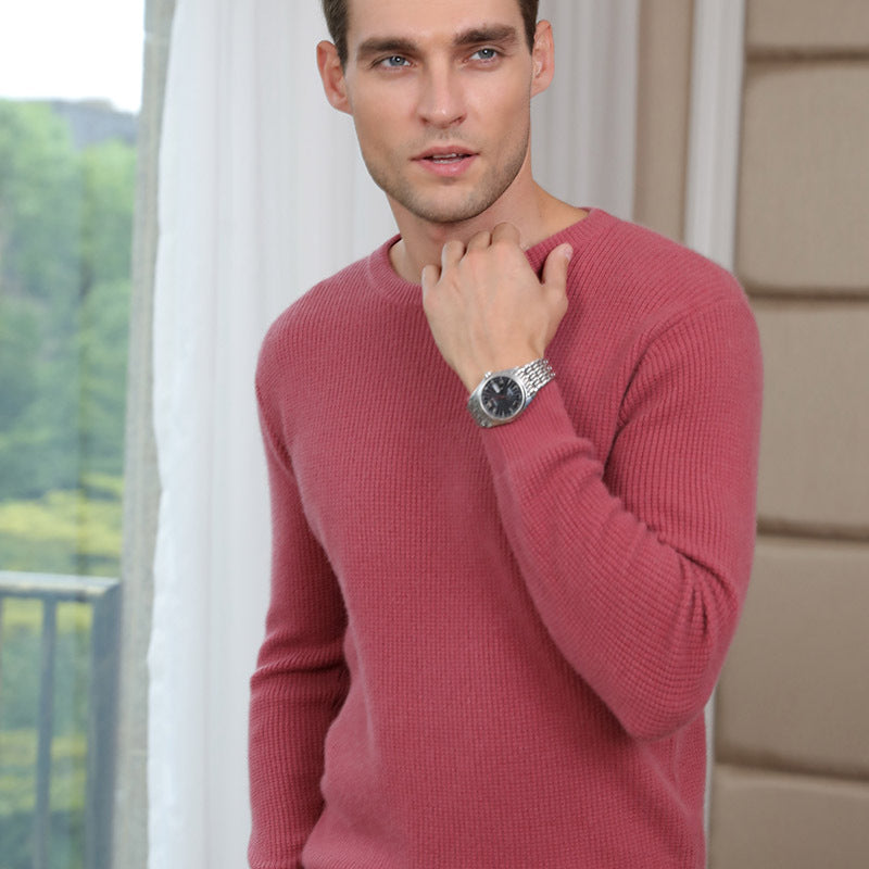 Cashmere Blend Men's Thickened Round Neck Pullover Sweater Autumn Winter