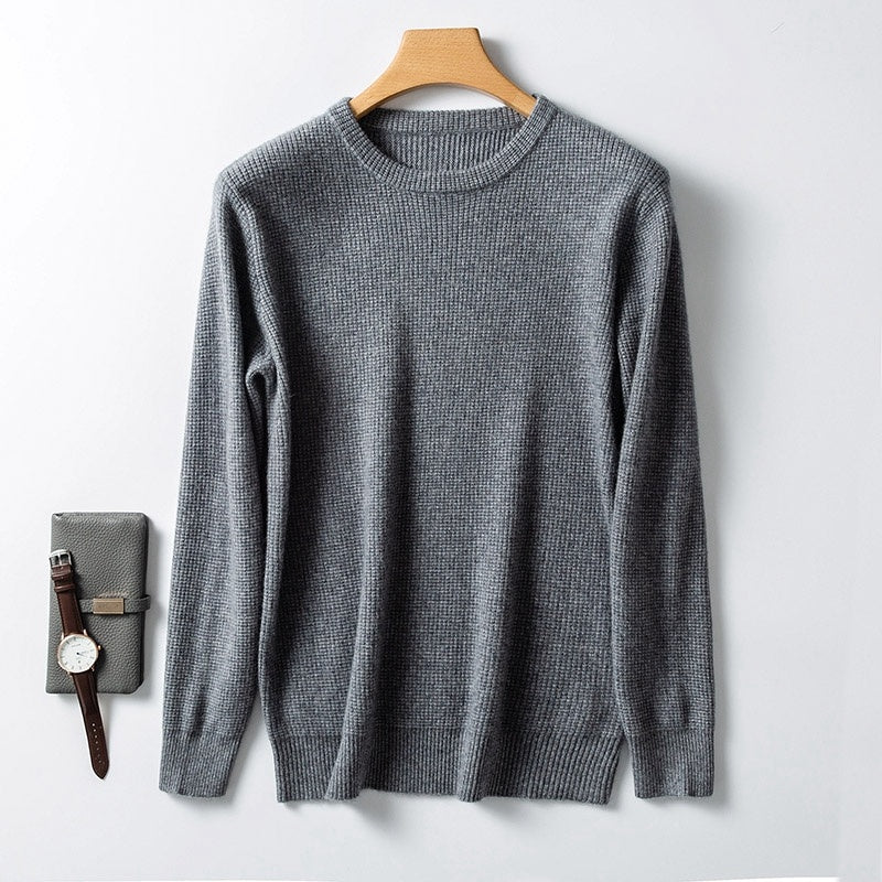 Cashmere Blend Men's Thickened Round Neck Pullover Sweater Autumn Winter