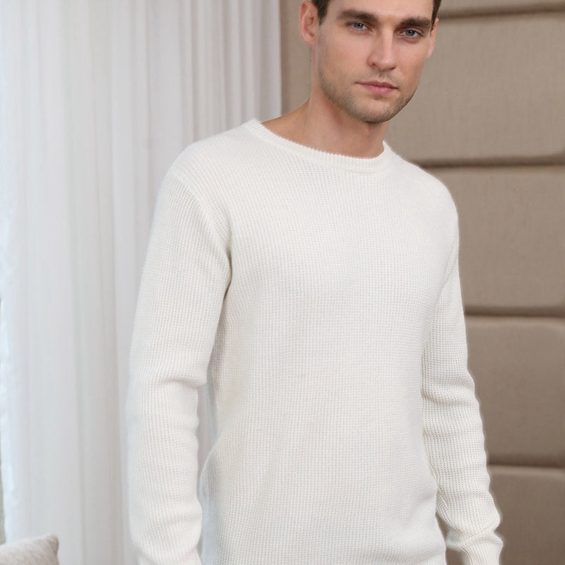 Cashmere Blend Men's Thickened Round Neck Pullover Sweater Autumn Winter